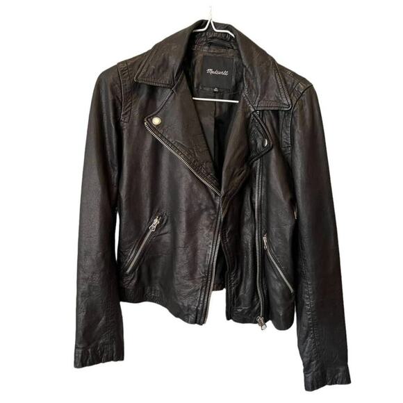 MADEWELL Washed Leather Moto Jacket Size XS - Picture 7 of 13